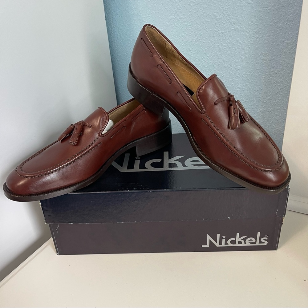 Nickels Leather Tassel Loafers Shoes Size 9 NEW Brown